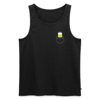 Mayonnaise - Dans la poche poitrine / poche chemise - Débardeur bio Premium Homme - noir - Devant - AI Model Male 178 light (178cm)