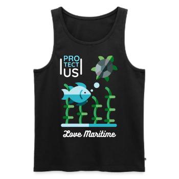 Tortues de mer et poissons, conservation de la nature - Débardeur bio Premium Homme - noir - Devant - Michal (187cm)