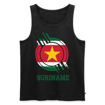 Suriname Panneau rond Couleurs du pays - Débardeur bio Premium Homme - noir - Devant - AI Model Male 178 light (178cm)