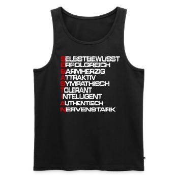 Vorname Sebastian Name Namen Geschenkidee Geschenk - Männer Premium Bio Tank Top - Schwarz - Vorne - Michal (187cm)