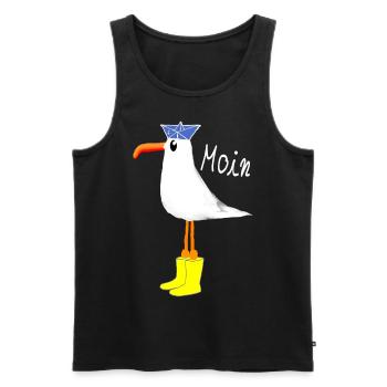 Moin Möwe Küste - Männer Premium Bio Tank Top - Schwarz - Vorne - AI Model Male 178 light (178cm)