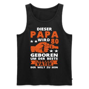 Papa 80 Geburtstag Vater 80 Jahre Spruch - Männer Premium Bio Tank Top - Schwarz - Vorne - Michal (187cm)