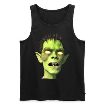 Zombie vert en 3D pour Halloween - Débardeur bio Premium Homme - noir - Devant - Michal (187cm)