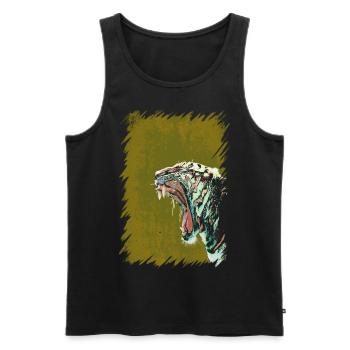 Tiger - Men's Premium Organic Tank Top - black - Front - Michal (187cm)