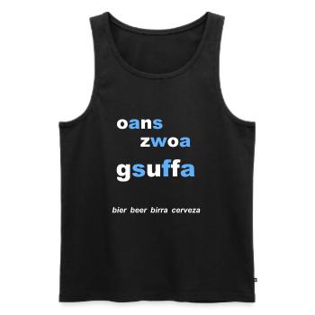 bayerischer Trinkspruch, Bierzelt - Männer Premium Bio Tank Top - Schwarz - Vorne - AI Model Male 178 light (178cm)