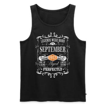 Legends were born September 1972 - Men's Premium Organic Tank Top - black - Front - Michal (187cm)