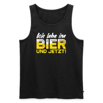 Ich Lebe Im Bier Und Jetzt I Lustiges Alkohol Bier - Männer Premium Bio Tank Top - Schwarz - Vorne - Michal (187cm)