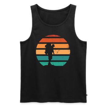 Wandern Outdoor Retro Design - Männer Premium Bio Tank Top - Schwarz - Vorne - Michal (187cm)