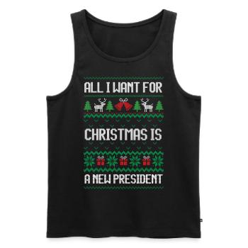 All i want for christmas is a new president - Men's Premium Organic Tank Top - black - Front - Michal (187cm)