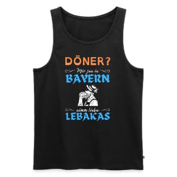 LEBAKAS T-SHIRT BOARISCH BAYERN DIALEKT LEBERKÄSE - Männer Premium Bio Tank Top - Schwarz - Vorne - Michal (187cm)
