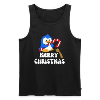 Frohe Weihnachten Weihnachtspinguin - Männer Premium Bio Tank Top - Schwarz - Vorne - AI Model Male 178 light (178cm)