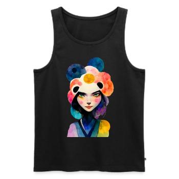 Femme asiatique en look panda - Débardeur bio Premium Homme - noir - Devant - Michal (187cm)