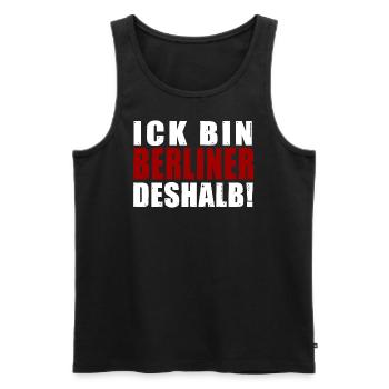 Ick bin Berliner deshalb Spruch Berlin Dialekt - Männer Premium Bio Tank Top - Schwarz - Vorne - AI Model Male 178 light (178cm)