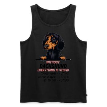Ohne Dackel ist alles doof - Männer Premium Bio Tank Top - Schwarz - Vorne - Michal (187cm)
