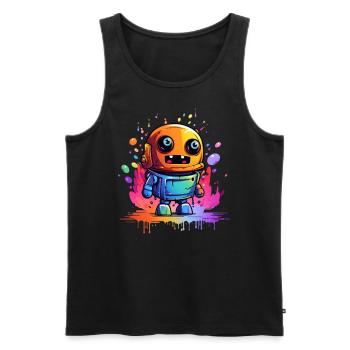 lustiger Roboter - Männer Premium Bio Tank Top - Schwarz - Vorne - AI Model Male 178 light (178cm)