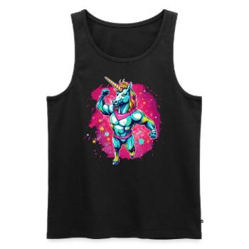 Unicorn Bodybuilder - Men's Premium Organic Tank Top - black - Front - Michal (187cm)