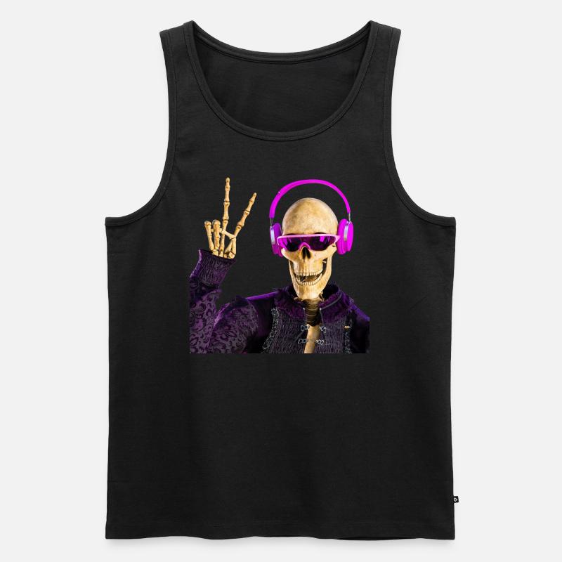 Sensenmann liebt coole Musik - Männer Premium Bio Tank Top - Schwarz