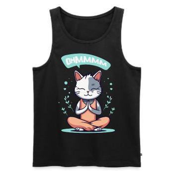 Ohmmm Yoga Cat I Meditation Relaxation | Kitten - Men's Premium Organic Tank Top - black - Front - Michal (187cm)