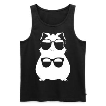Cochon d’Inde drôle avec des lunettes de soleil Cochons d’Inde - Débardeur bio Premium Homme - noir - Devant - AI Model Male 178 light (178cm)
