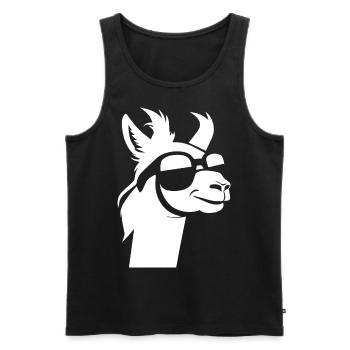 Funny Alpaca Wearing Sunglasses Cool Alpacas - Men's Premium Organic Tank Top - black - Front - Michal (187cm)
