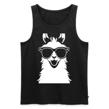 Funny Llama Wearing Sunglasses Cool Llamas - Men's Premium Organic Tank Top - black - Front - Michal (187cm)