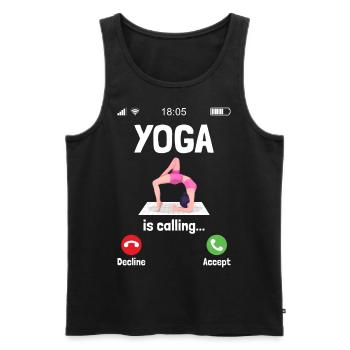 Le yoga appelle la femme sympathique au fitness - Débardeur bio Premium Homme - noir - Devant - Michal (187cm)