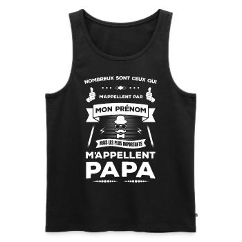 LES PLUS IMPORTANT M'APPELLENT PAPA - Débardeur bio Premium Homme - noir - Devant - Michal (187cm)