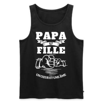 Vatertag T-Shirt - Papa und Tochter Herz Seele - Männer Premium Bio Tank Top - Schwarz - Vorne - Michal (187cm)