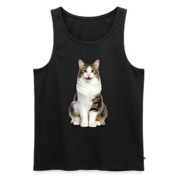 Fluffy Smiling Cat – Good Pet Edition - Men's Premium Organic Tank Top - black - Front - AI Model Male 178 light (178cm)