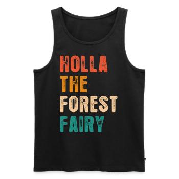 Drôle Holla La Fée de la Forêt Denglish - Débardeur bio Premium Homme - noir - Devant - AI Model Male 178 light (178cm)