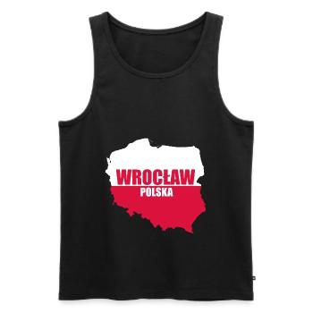 Polska WROC-AW Wroclaw Poland Gift - Men's Premium Organic Tank Top - black - Front - AI Model Male 178 light (178cm)