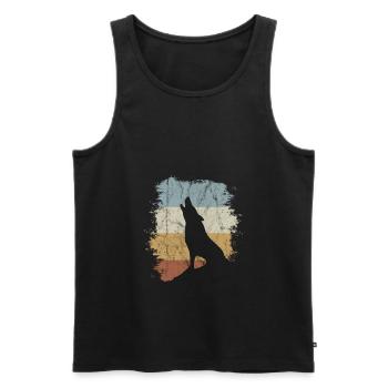 Cadeau vintage oldschool rétro hurlant loup - Débardeur bio Premium Homme - noir - Devant - Michal (187cm)