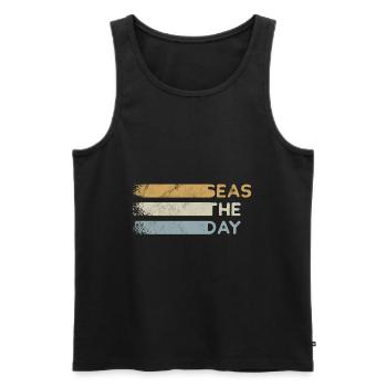 Seas The Day Nutze den Tag Lustig Strand Urlauber - Männer Premium Bio Tank Top - Schwarz - Vorne - AI Model Male 178 light (178cm)