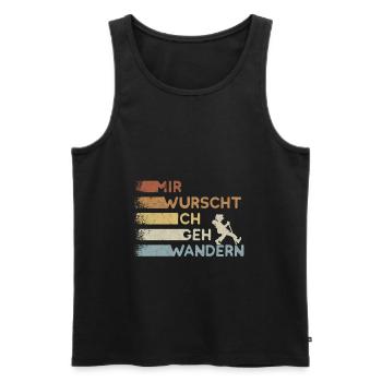 Retro Mir wurscht ich geh wandern cooler Wanderer - Männer Premium Bio Tank Top - Schwarz - Vorne - AI Model Male 178 light (178cm)