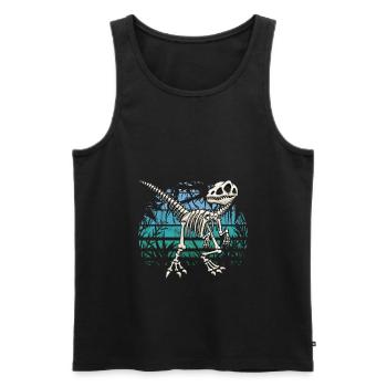 Skeleton Raptor Velociraptor Blue Jungle Dino - Men's Premium Organic Tank Top - black - Front - AI Model Male 178 light (178cm)