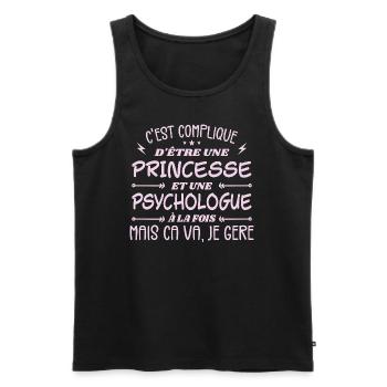 C'est compliqué d'être Une Princesse Psychologue - Débardeur bio Premium Homme - noir - Devant - Michal (187cm)