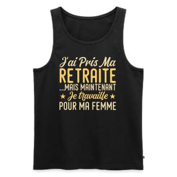 I retired, I work for my wife - Men's Premium Organic Tank Top - black - Front - Michal (187cm)