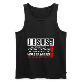 Jesus Christus Shirt Ich bin der Weg... Joh. 14:6 - Männer Premium Bio Tank Top - Schwarz - Vorne - Michal (187cm)