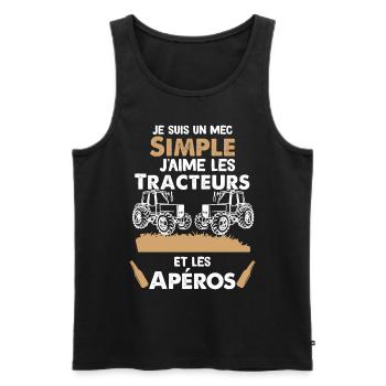 Tracteur Agricole Humour Drôle Papa - Débardeur bio Premium Homme - noir - Devant - Michal (187cm)
