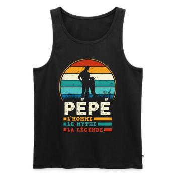Mon Pépé est Une légende Cadeau drôle papi - Débardeur bio Premium Homme - noir - Devant - Michal (187cm)