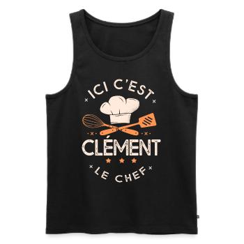 Clément Chef Ici c est Clement le chef cuisinier - Débardeur bio Premium Homme - noir - Devant - Michal (187cm)