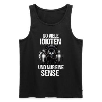 So Viele Idioten Katze Katzen Schwarze Katze - Männer Premium Bio Tank Top - Schwarz - Vorne - Michal (187cm)