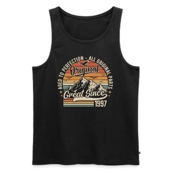 Vintage Born in 1997 | 28th Anniversary Gift 1997 - Men's Premium Organic Tank Top - black - Front - Michal (187cm)