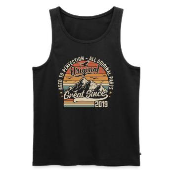 Vintage Né en 2019 | 6e Anniversaire Cadeau 2019 - Débardeur bio Premium Homme - noir - Devant - Michal (187cm)