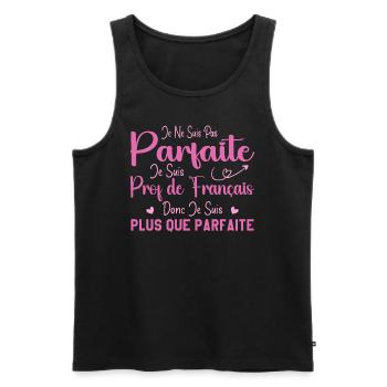 Femme Humour Professeur de Français - Débardeur bio Premium Homme - noir - Devant - AI Model Male 178 light (178cm)