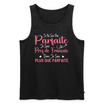 Femme Humour Professeur de Français - Débardeur bio Premium Homme - noir - Devant - AI Model Male 178 light (178cm)