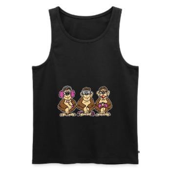 BDSM 3 Affen Affen Versaute sensorische Entbehrung - Männer Premium Bio Tank Top - Schwarz - Vorne - AI Model Male 178 light (178cm)