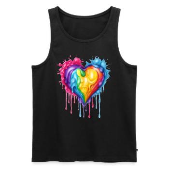 Regenbogen-Herz - Männer Premium Bio Tank Top - Schwarz - Vorne - AI Model Male 178 light (178cm)