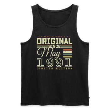 Gift Anniversaire Mai 1991, Gift May 1991 - Men's Premium Organic Tank Top - black - Front - Michal (187cm)