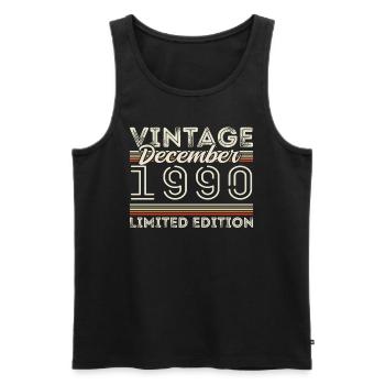 Vintage December 1990 - 35th Anniversary December - Men's Premium Organic Tank Top - black - Front - Michal (187cm)